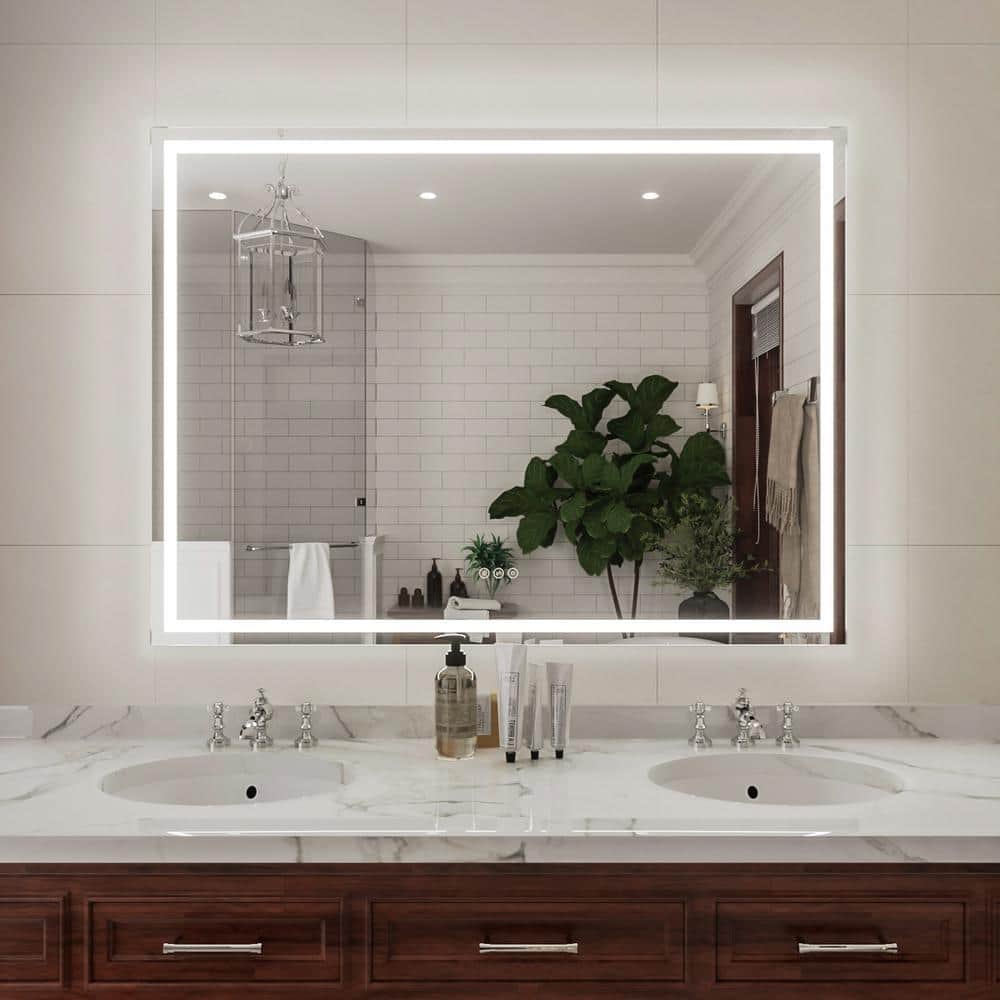 Claro 48 in. W x 36 in. H Rectangular Frameless LED Wall Bathroom Vanity Mirror in Silver price history on PriceWatchPro