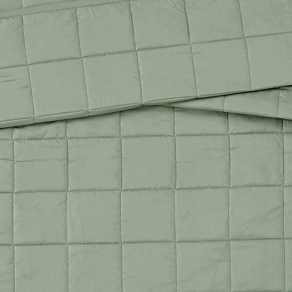 Green Microfiber Twin Quilt and Sham Set
