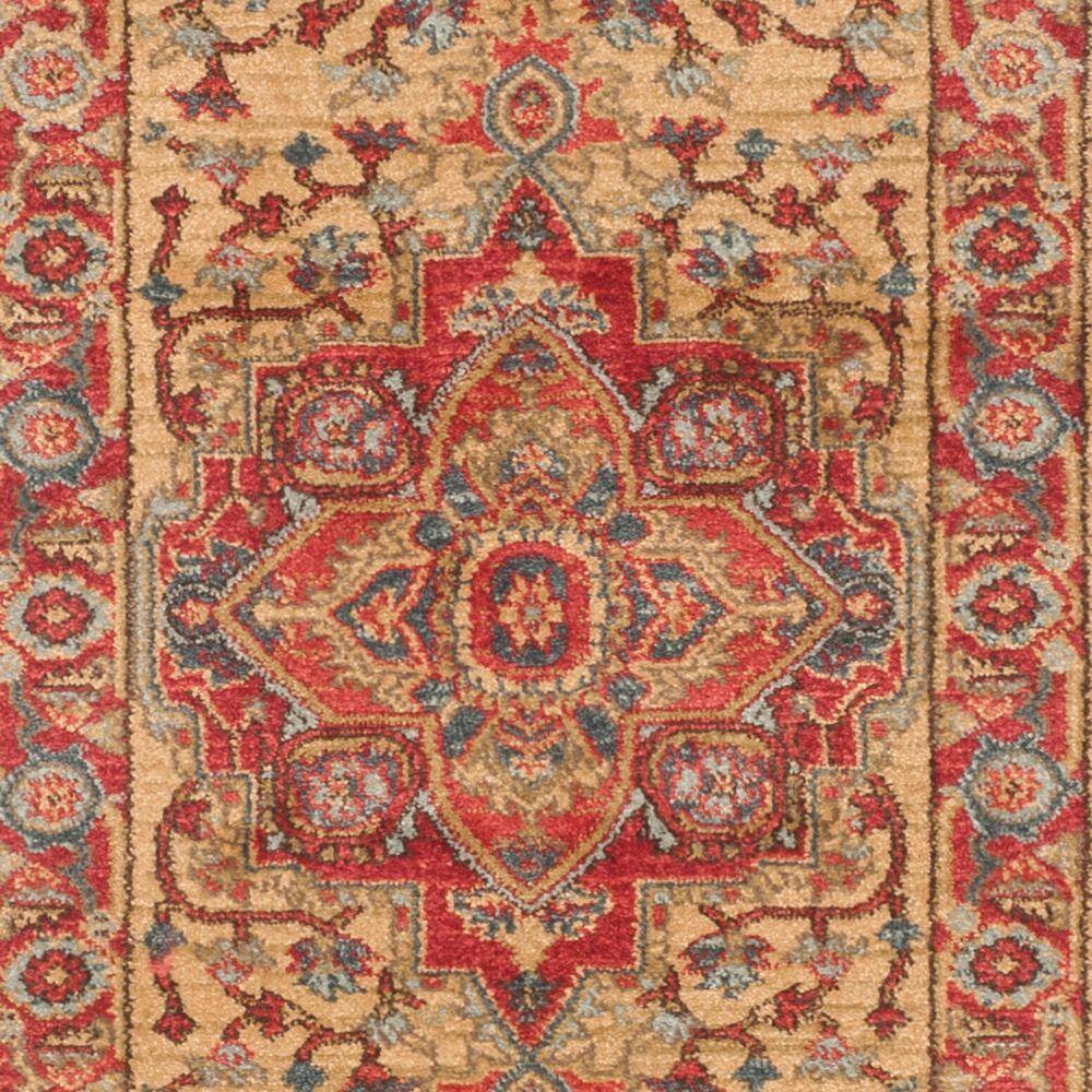 Red and Beige Synthetic 14 ft. Runner Rug