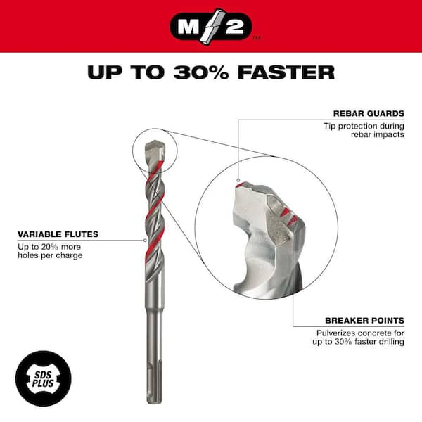 Milwaukee 1/2 in. x 12 in. 2-Cutter SDS-PLUS Carbide Drill Bit 48