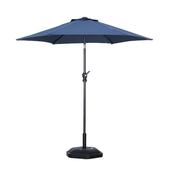 OVASTLKUY 7.5 ft. Market Table Outdoor Patio Umbrella in Navy Blue with Base