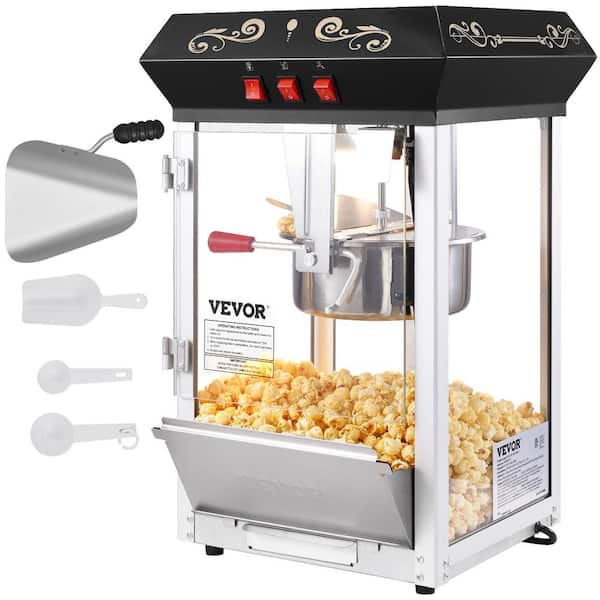 VEVOR Popcorn Maker 850 W Popcorn Popper Machine 8 oz. Kettle Makes 48 Cups per Batch Countertop Popcorn Machine