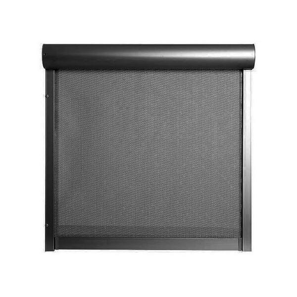 Ejoy 107.08 in. W x 116.1 in. H x 2.36 in. D Aluminum Motorized Privacy Screen with Zipper-Track System