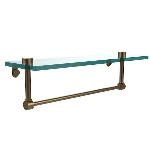 Allied Brass 16 in. L x in. H x in. W Clear Glass Vanity Bathroom Shelf  with Towel Bar in Brushed Bronze NS-1/16TB-BBR The Home Depot