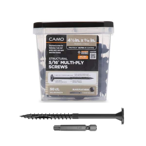 CAMO 5/16 in. x 4-1/2 in. Star Drive Flat Head Multi-Purpose + Multi-Ply Structural Wood Screw - Exterior Coated (50-Pack)