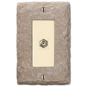 Faux Slate 1 Gang Coax Resin Wall Plate - Almond