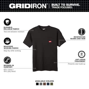 Men's 2X-Large Black GRIDIRON Cotton/Polyester Gen ll Short-Sleeve Pocket T-Shirt