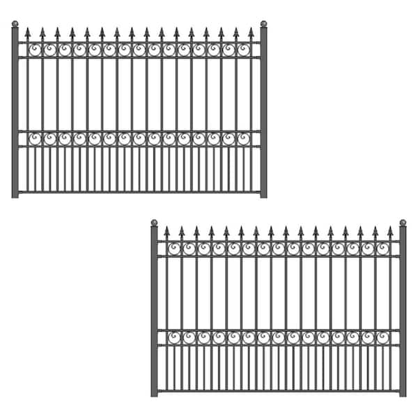 ALEKO 2-Panel Fence Kit - Prague Design - 8 ft. x 5 ft. Each Security Fence Panels Steel Fence Kit