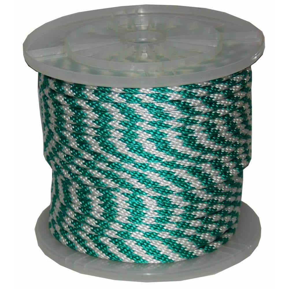 T.W. Evans Cordage 5/8 in. x 200 ft. Solid Braid Multi-Filament Polypropylene Derby Rope in Green and White