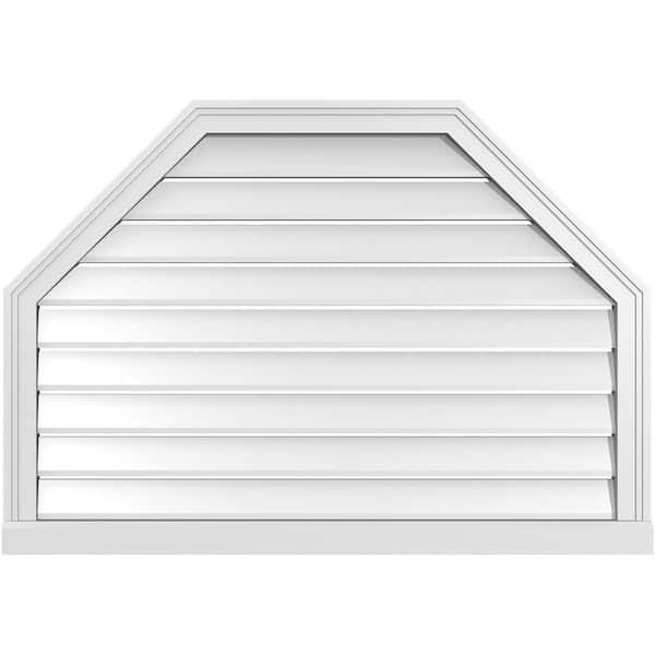 Ekena Millwork 40 in. x 28 in. Octagonal Top Surface Mount PVC Gable Vent: Functional with Brickmould Sill Frame