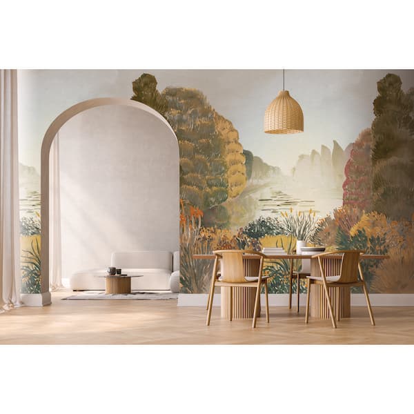 Warm Gold Nature Landscape Print Non-Woven Non-Pasted Textured Wallpaper 102 sq. ft.