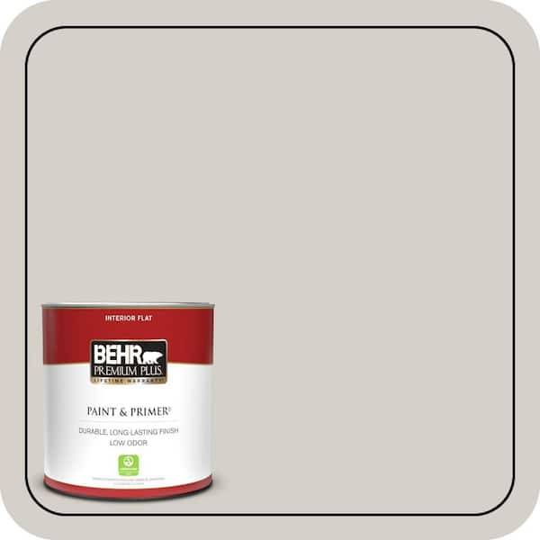BEHR PREMIUM PLUS 1 qt. Designer Collection #DC-014 Gray View Flat Low Odor Interior Paint & Primer