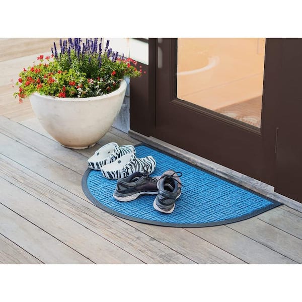Envelor Indoor Outdoor Doormat Blue 24 in. x 36 in. Checker Half Round Floor Mat, Checker - Blue