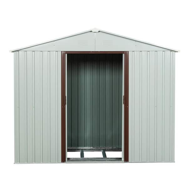 8 ft. W x 4 ft. D Outdoor Metal Storage Shed with Metal Foundation White (32 sq. ft. )