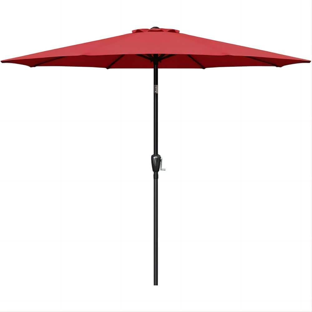 SUNRINX 9 ft. Outdoor Patio Umbrella with Button Tilt in Red MG-7-HW ...