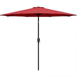9 ft. Outdoor Patio Umbrella with Button Tilt in Red