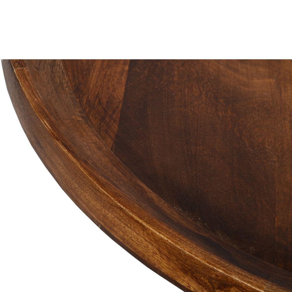 Round Mango Wood Coffee Table with Splayed Metal Legs, 30"