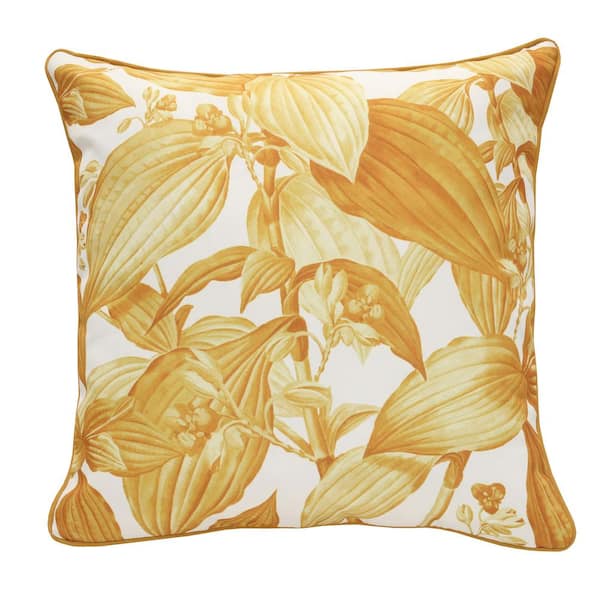 OUTDOOR DECOR BY COMMONWEALTH Outdoor Yellow Plant Multi Print Throw Pillow 18 x 18-Includes 1-Throw Pillow