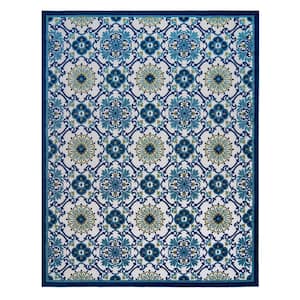 Fosel Chora Ivory 9 ft. x 13 ft. Border Indoor/Outdoor Area Rug