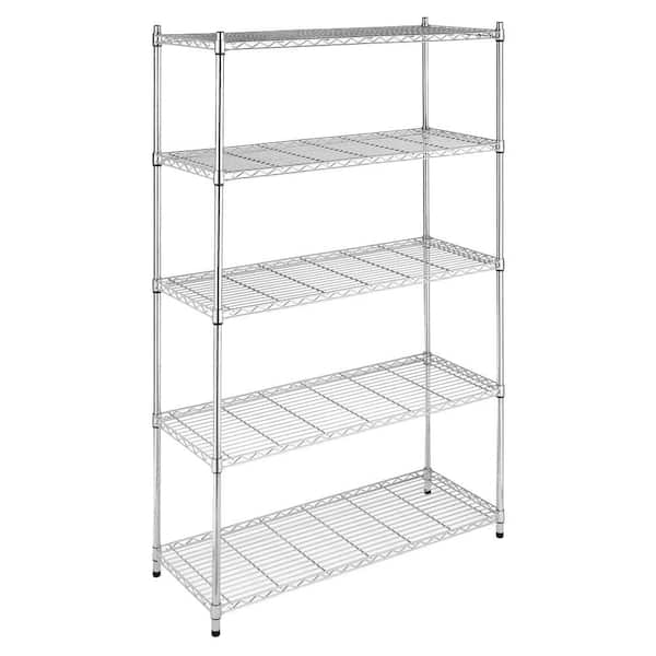 Whitmor Supreme Shelving Collection 48 in. x 74 in. Supreme 5-Tier Shelving in Chrome