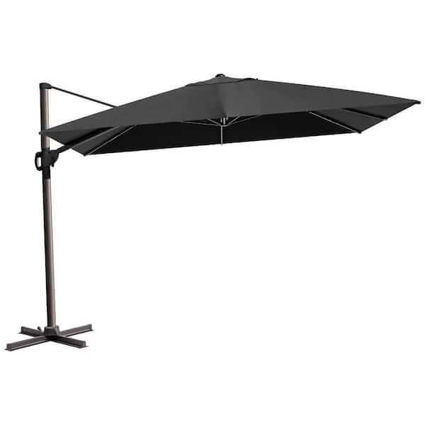 Crestlive Products 11.5 ft. x 9 ft. Rectangular 360° Rotation Cantilever Tilt Patio Umbrella in Black