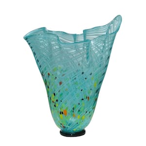 Malibu Blue Hand-Blown Art Glass Vase