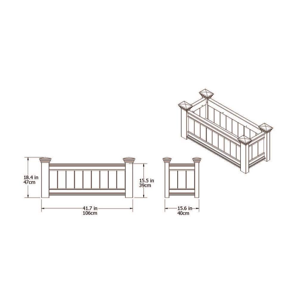 Windsor White Vinyl Outdoor Planter Box with Crown Molding