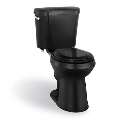 2-Piece 1.28 GPF High Efficiency Single Flush Round Front Toilet in Black