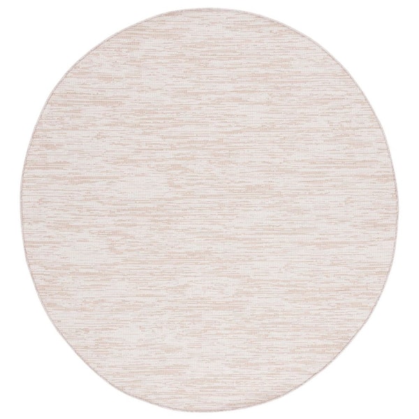 Hampton Natural 6 ft. x 6 ft. Abstract Distressed Indoor/Outdoor Round Area Rug