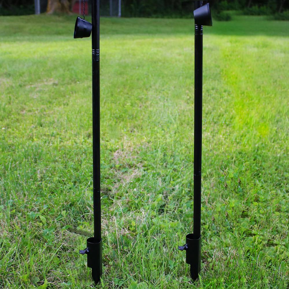 Blue Glass and Metal Swirl Adjustable Height Outdoor Torch Set