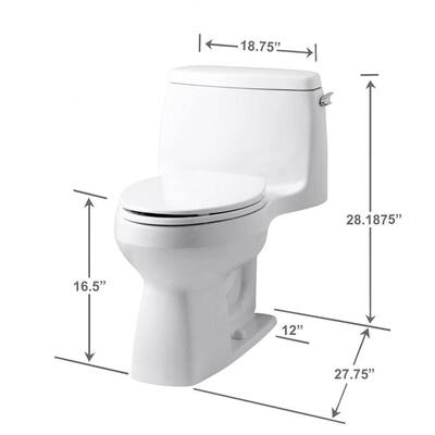 Santa Rosa Comfort Height 1-Piece 1.28 GPF Compact Single Flush Elongated Toilet in White, Seat Included