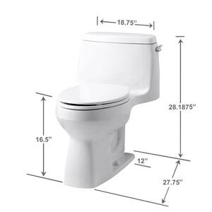 Santa Rosa Comfort Height 1-Piece 1.28 GPF Compact Single Flush Elongated Toilet in White, Seat Included (3-Pack)
