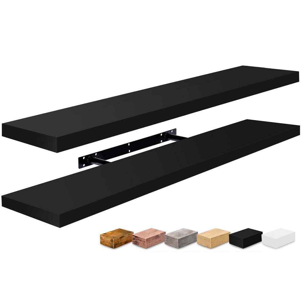 2-Pack Long Floating Shelves, 35 in. W x 9 in. D Black Decorative Wall Shel
