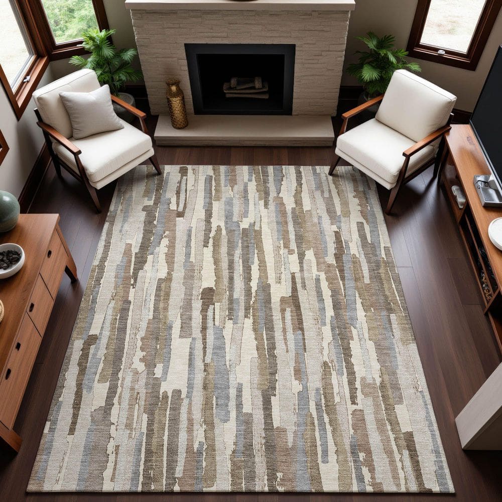 Mayfield Premium Machine Washable Abstract AMF1314 Ivory 9 ft. x 12 ft. Area Rug price history on PriceWatchPro