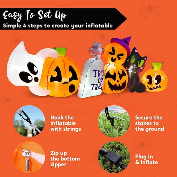 8 Ft. Halloween Pumpkin Ghost Cat Witch Inflatable