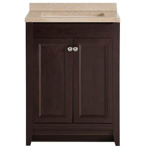 Delridge 24.5 in. W x 18.75 in. D Bath Vanity in Chocolate with Cultured Marble Vanity Top in Caramel with White Sink
