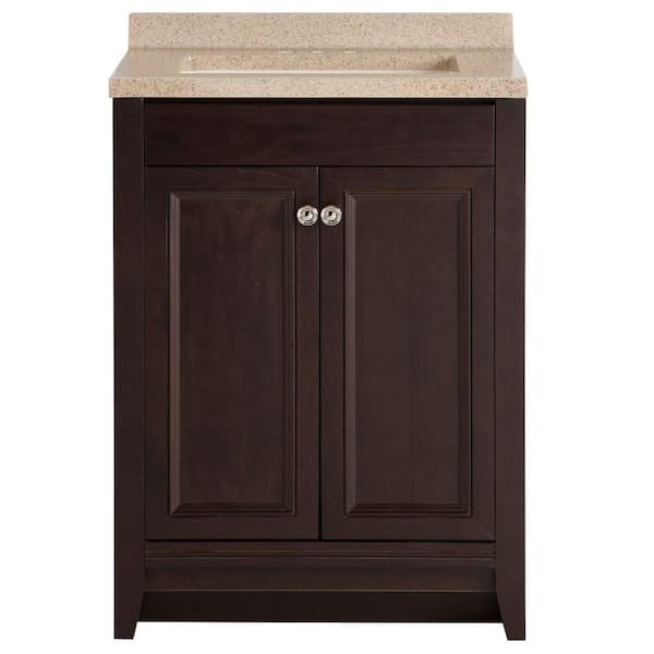 Delridge 25 in. Single Sink Chocolate Bath Vanity with Caramel Cultured Marble Top (Assembled)