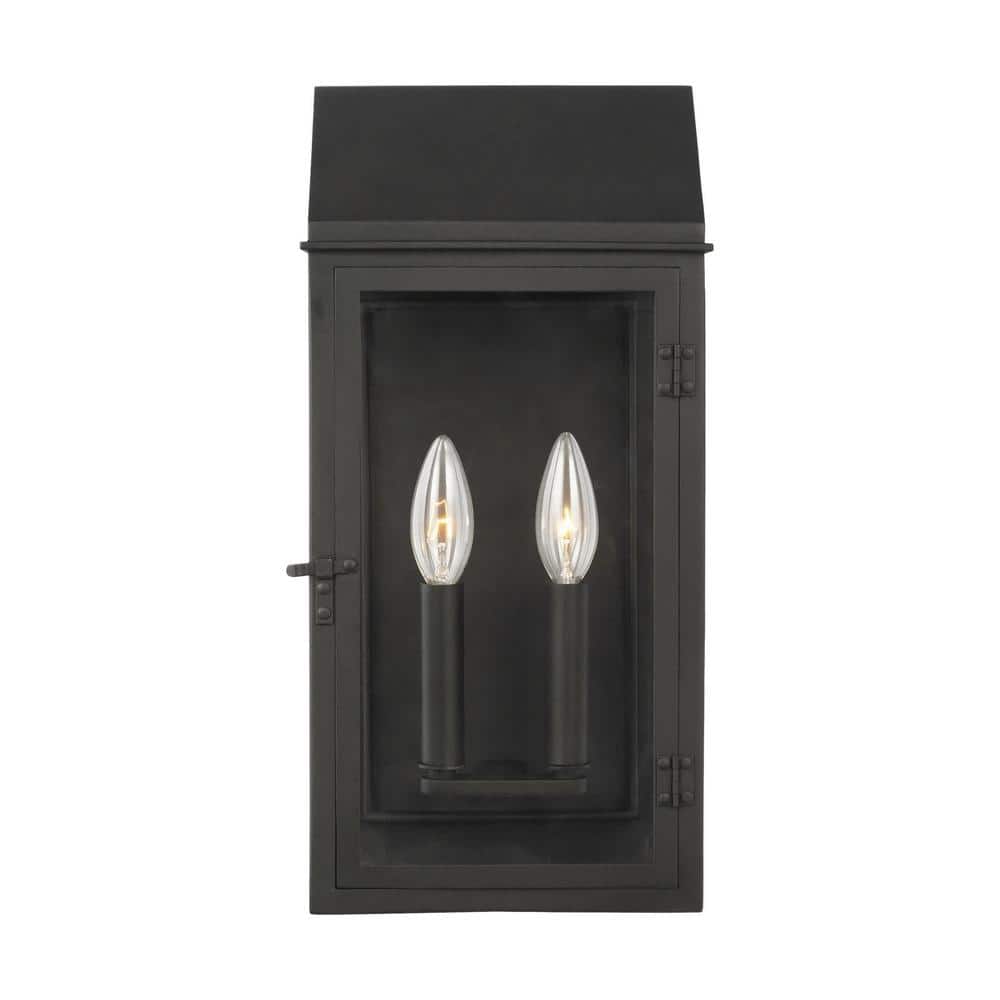 Black Aluminum 2-Light Outdoor Wall Lantern