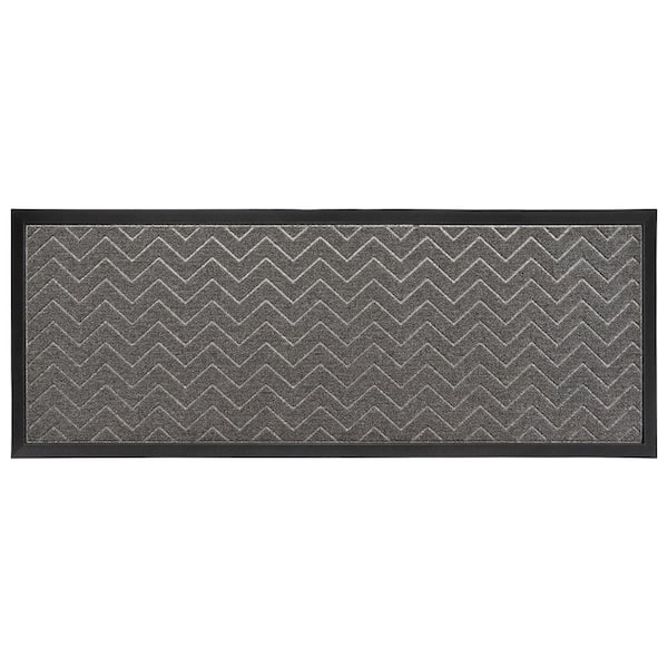 Chevron Light Gray 17.7 in. x 47.2 in. Polypropylene Non Slip Backing Indoor/Outdoor Door Mat