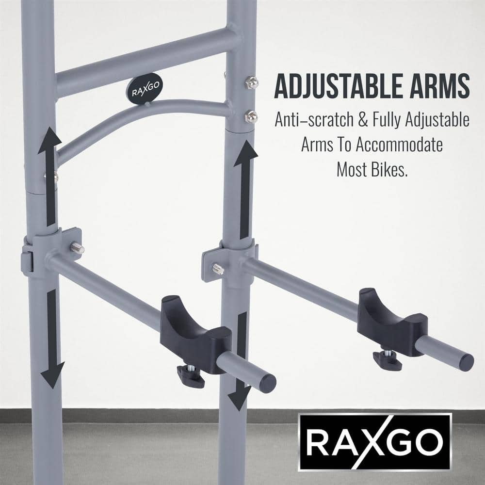 Freestanding Gray Metal Adjustable 2-Bike Storage Rack