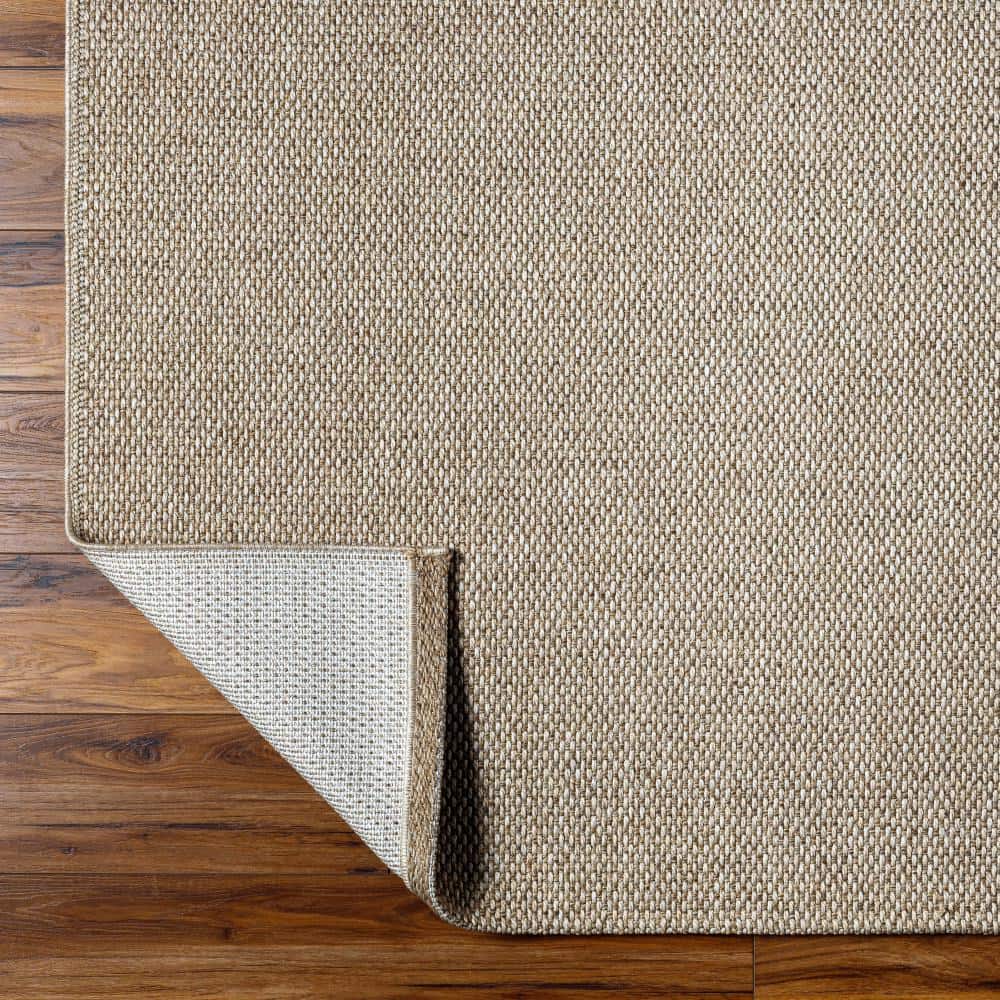 Beige and Gray Rectangular Washable Synthetic Rug