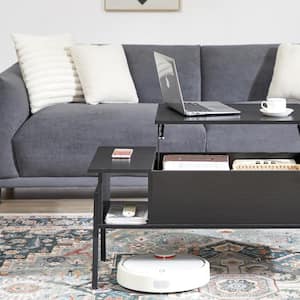 Lift Top Coffee Table with Storage- Wood Living Room Tables with Hidden Compartments, Dining Desk, Black