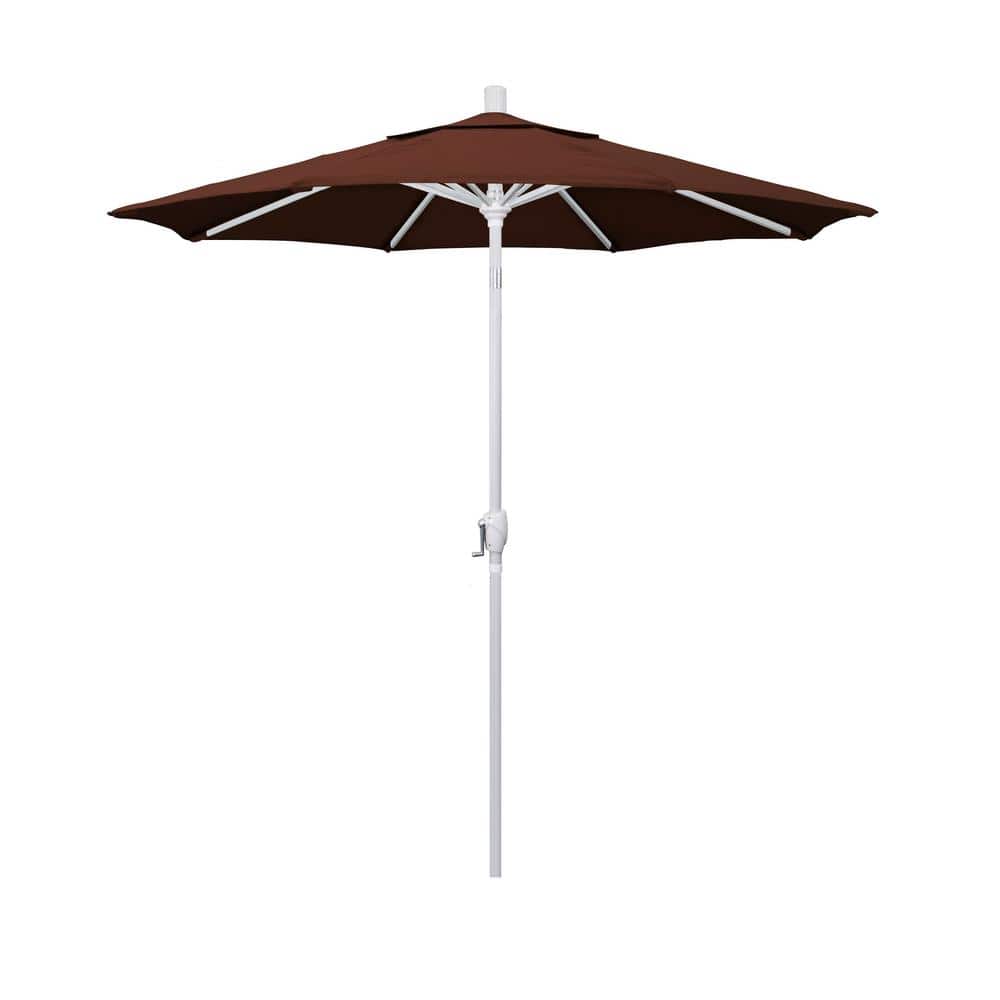 7.5 ft. White Aluminum Pole Market Aluminum Ribs Push Tilt Crank Lift Patio Umbrella in Bay Brown Sunbrella price history on PriceWatchPro