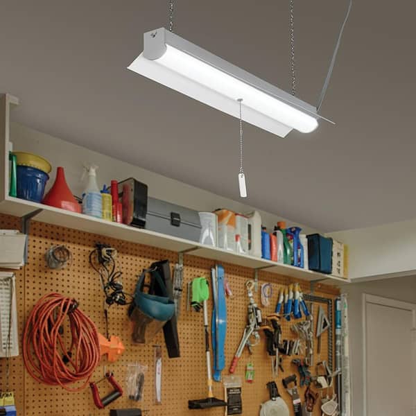 4 ft. 36-Watt Plug-in Linkable Integrated LED White Shop Light with Pull Chain Garage Light 3600LM Bright White 4000K