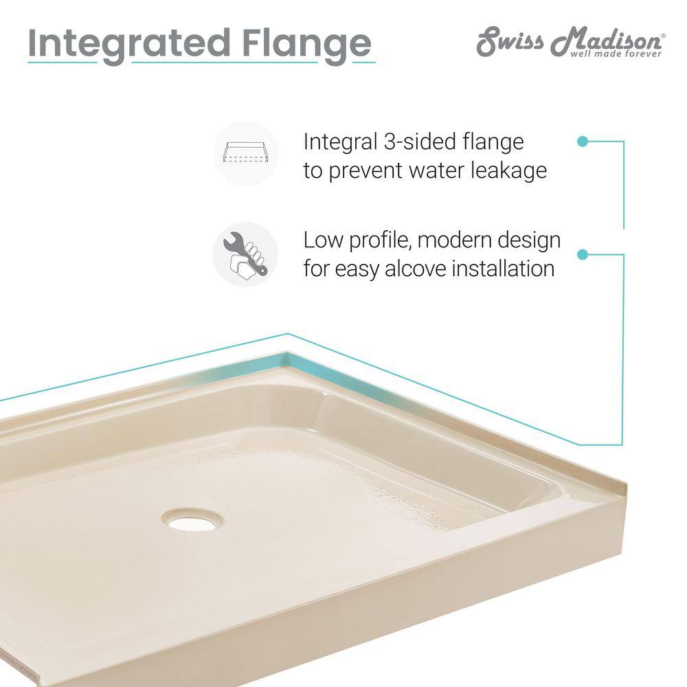 Voltaire 48" x 36" Biscuit Acrylic Shower Base with Left-Hand Drain