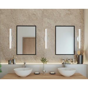 Parallel LED Collection 22" Brushed Nickel Etched White Glass Luxe Bath Vanity Light