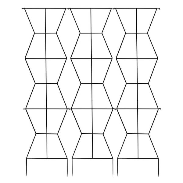 Achla Designs 84 in. H Black Powdercoated Wrought Iron Outdoor Garden Zigzag Screen Trellis