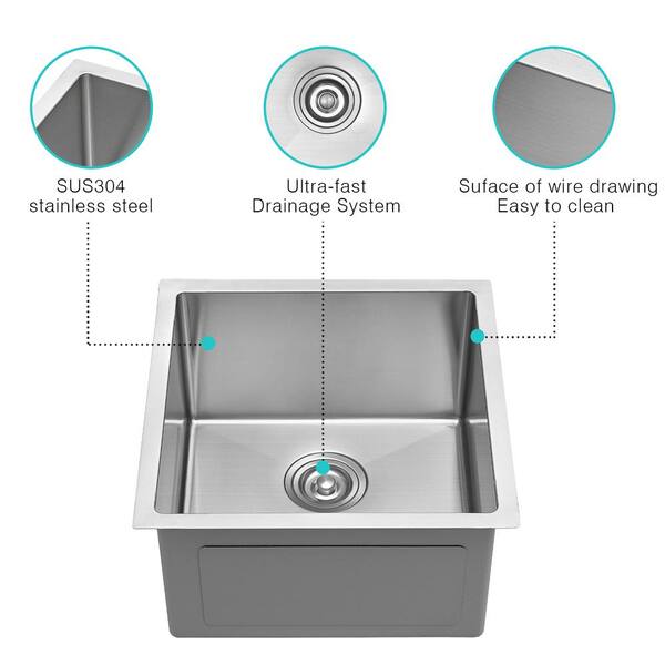 JASIWAY 29.5 in Drop in Single Bowel 16 Gauge Black Stainless Steel Kitchen  Sink with Faucet, Knife Holder and Accessories J-W12251-002 - The Home Depot