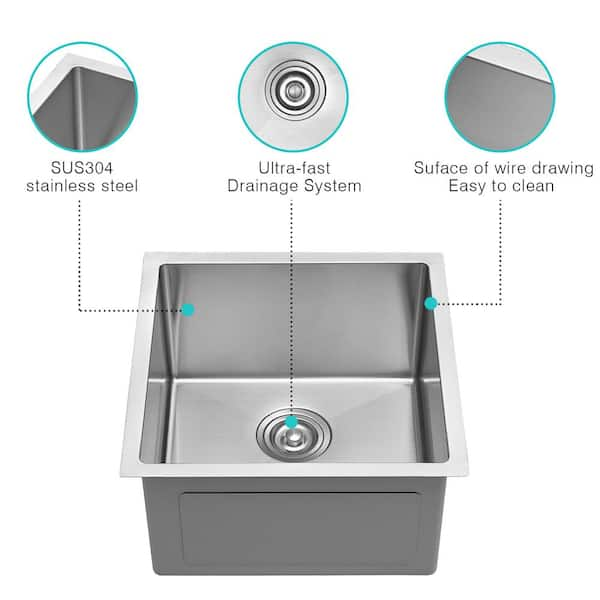 JASIWAY 29.5 in Drop in Single Bowel 16 Gauge Black Stainless Steel Kitchen  Sink with Faucet, Knife Holder and Accessories J-W12251-002 - The Home Depot