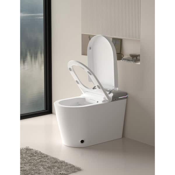 Unbranded - H2O Smart Tankless Elongated Bidet Toilet 1.0/1.28 GPF Dual Flush in White with Remote Control, and Heated Seat